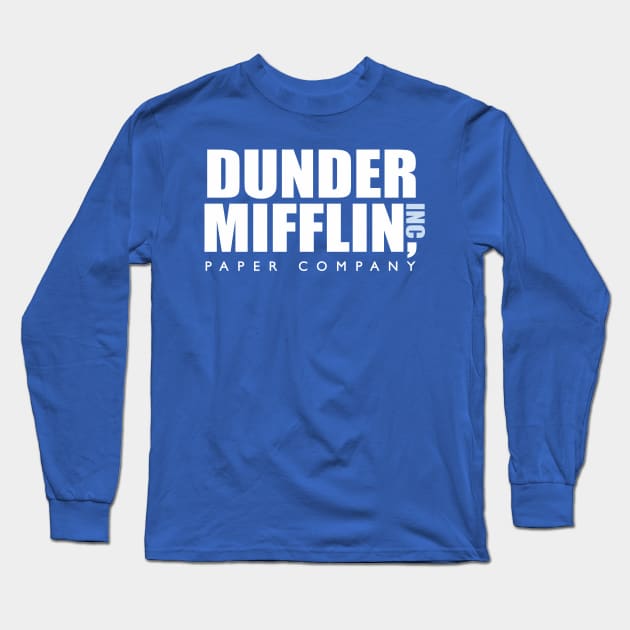 Dunder Miffin Paper Company Blue Long Sleeve T-Shirt by chjannet